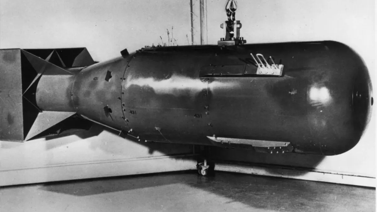Post-war model of 'Little Boy', the weapon dropped over Hiroshima