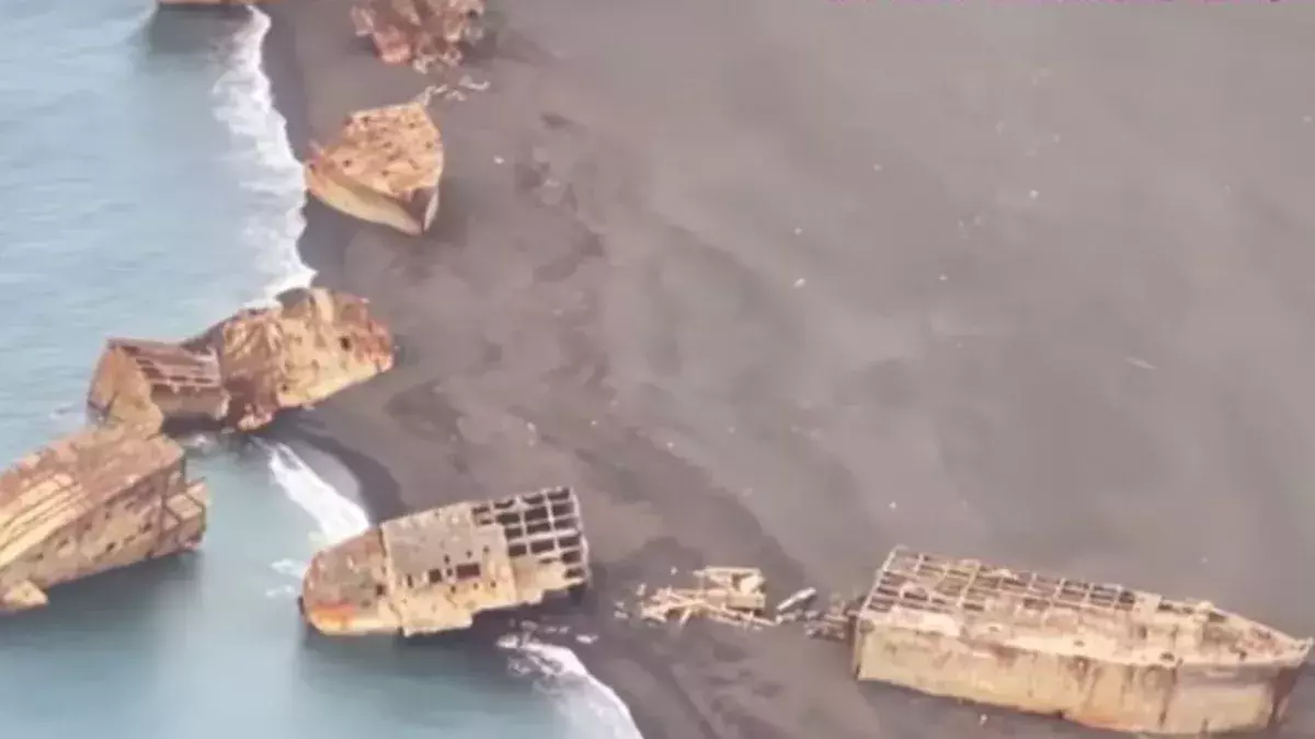 Sunken World War II ships revealed by volcanic activity in Japan