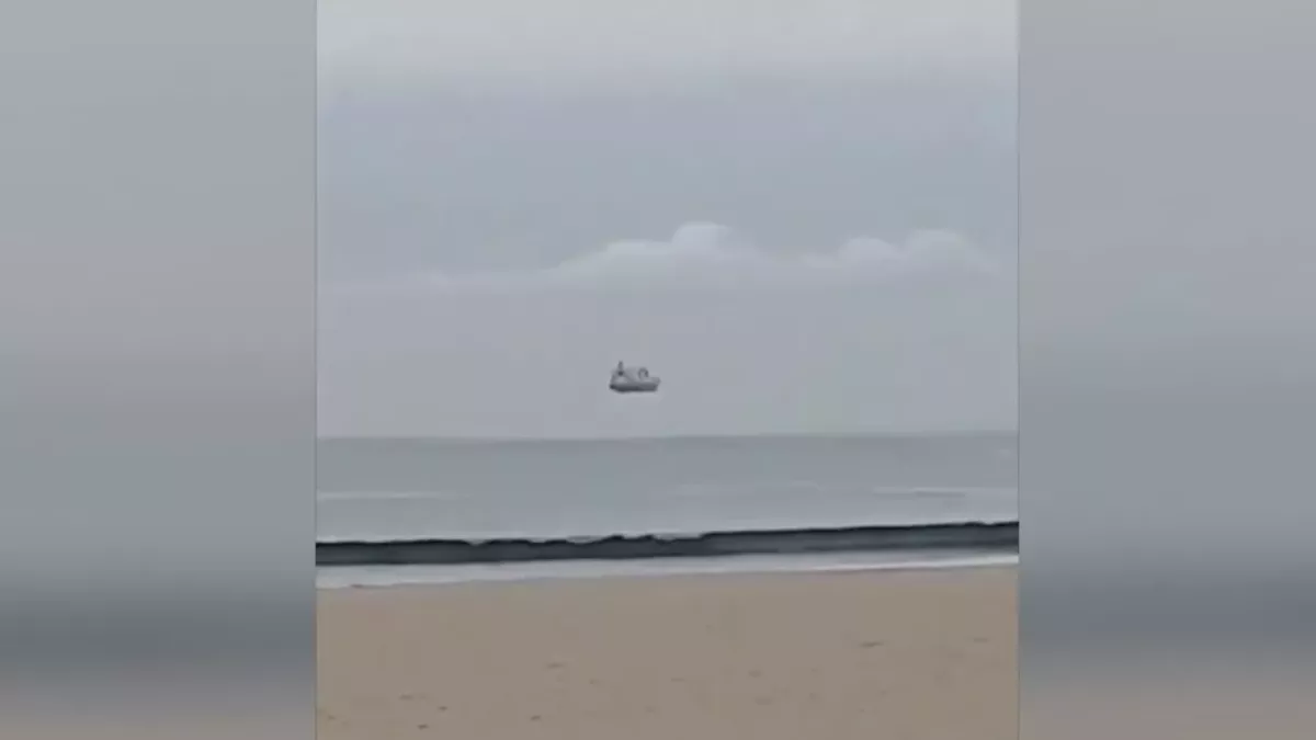 A cruise ship floating on air