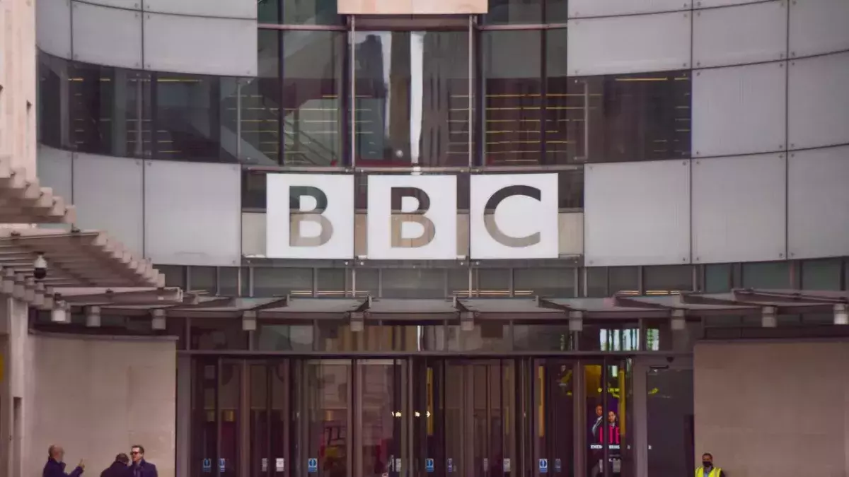 A man vandalised statue outside the BBC HQ
