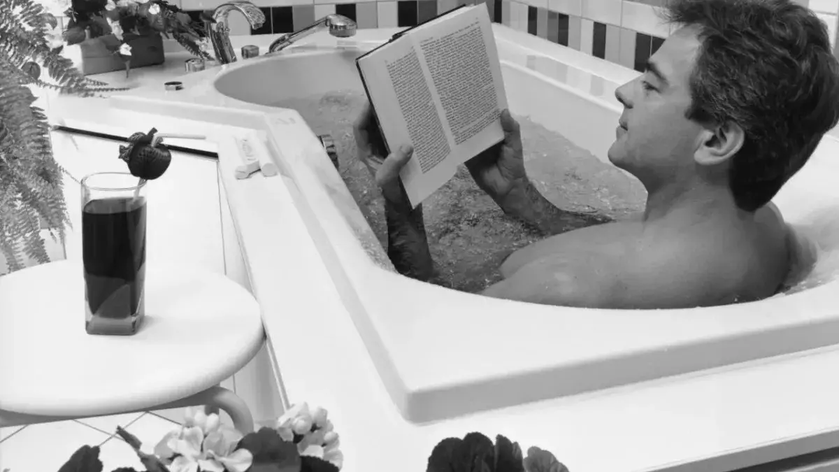 Professor holds online class from a bath tub