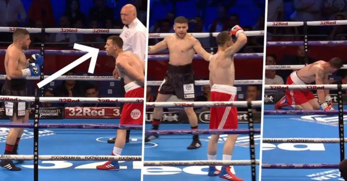 This boxer started to mouth off to his opponent, he immediately regretted it