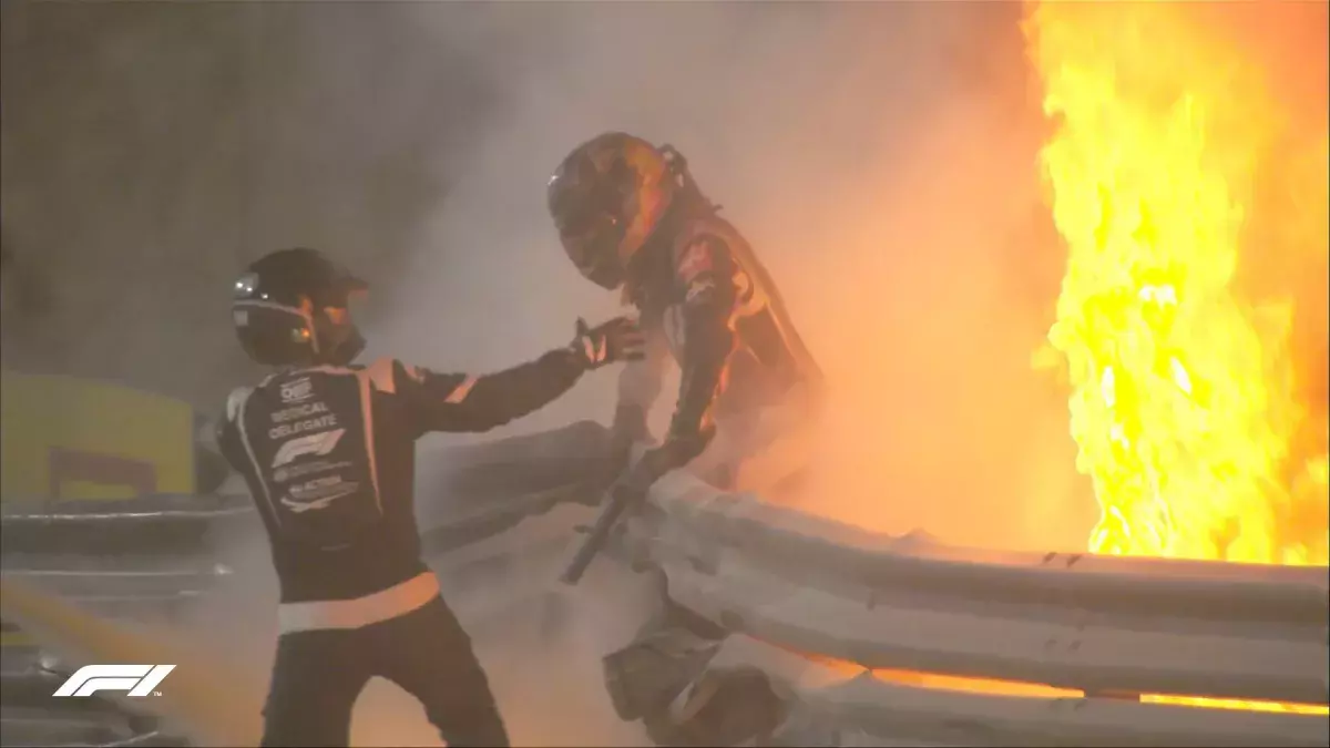 Romain Grosjean miraculously survives after one of F1’s biggest crashes (VIDEO)
