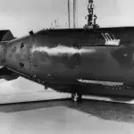 Post-war model of 'Little Boy', the weapon dropped over Hiroshima