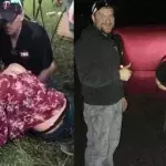 A teenage girl had to be rescued by authorities after getting her head stuck in a truck’s exhaust pipe