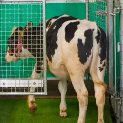 Cows undergo potty-training to help reduce urine pollution.