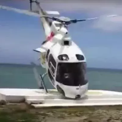 This helicopter crash was scary but not fatal!