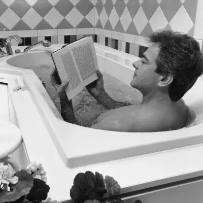 Professor holds online class from a bath tub