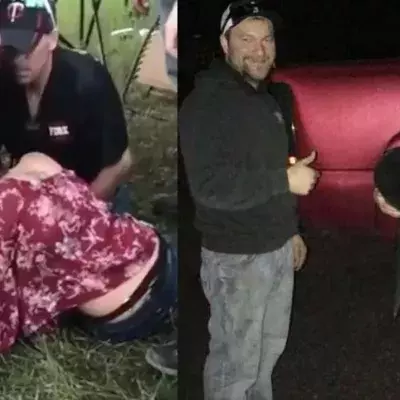 A teenage girl had to be rescued by authorities after getting her head stuck in a truck’s exhaust pipe