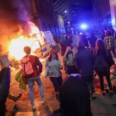 Van in flames