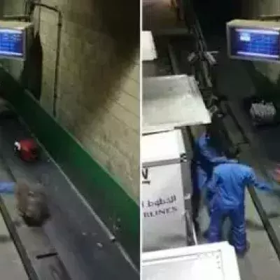 You wouldn't believe how these baggage handlers treat your luggage!