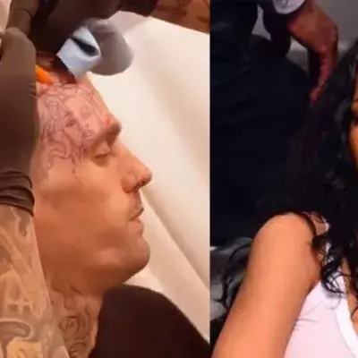  Aaron Carter Just Got A Tattoo Of Rihanna On His Face