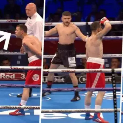 This boxer started to mouth off to his opponent, he immediately regretted it
