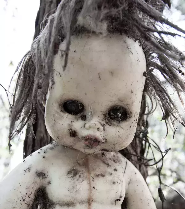 According to legend a girl drowned in one of the canals on the island. Ever since dolls wash up on the shores of this uninhabited island