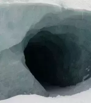 The entrance to an icy grotto
