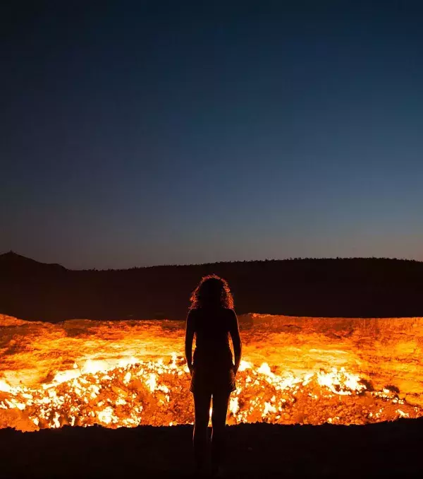 Soviet scientists made this hole to capture natural gas by burning it. It is still burning today